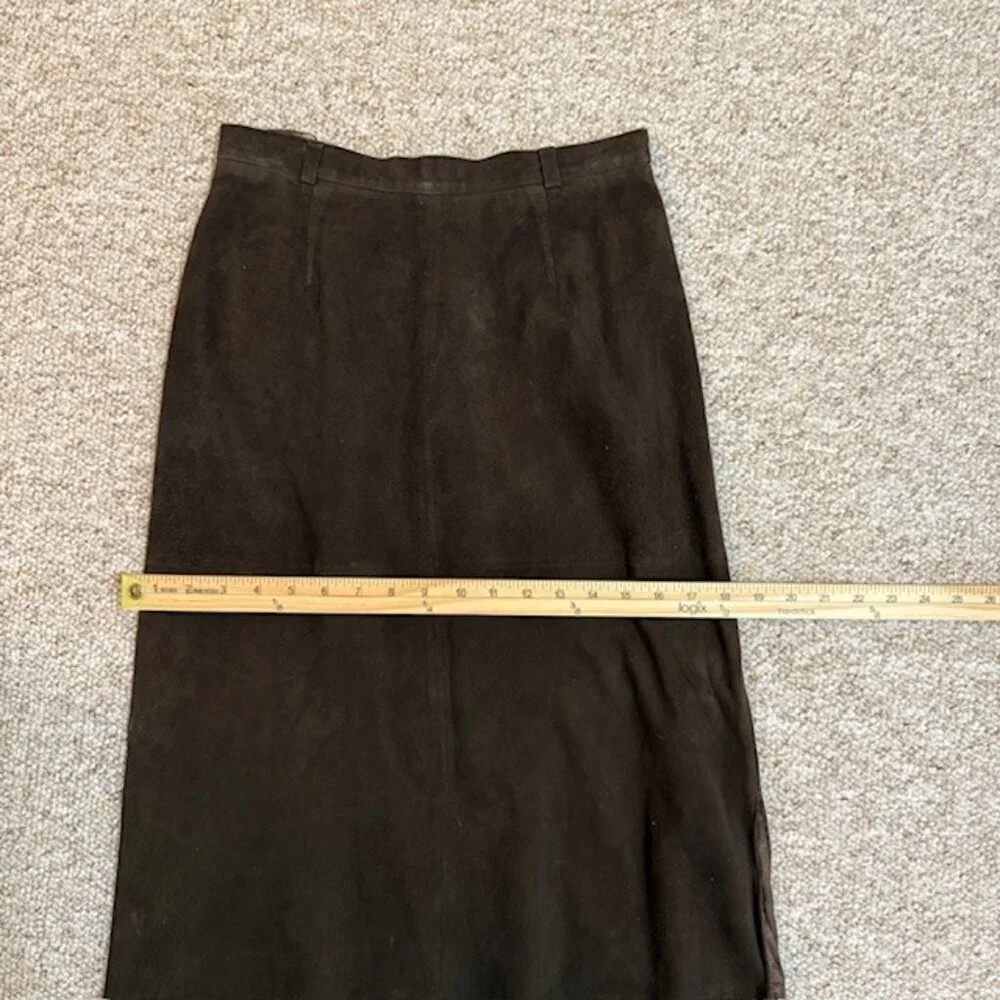 VTG Joseph Abboud Womens Suede Leather‎ Maxi Skirt Size 8 Brown Riding Western